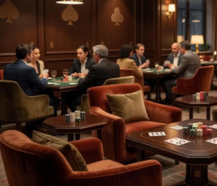 Wieczorne wnętrze lounge z blackjack w ADSIGHT LTD