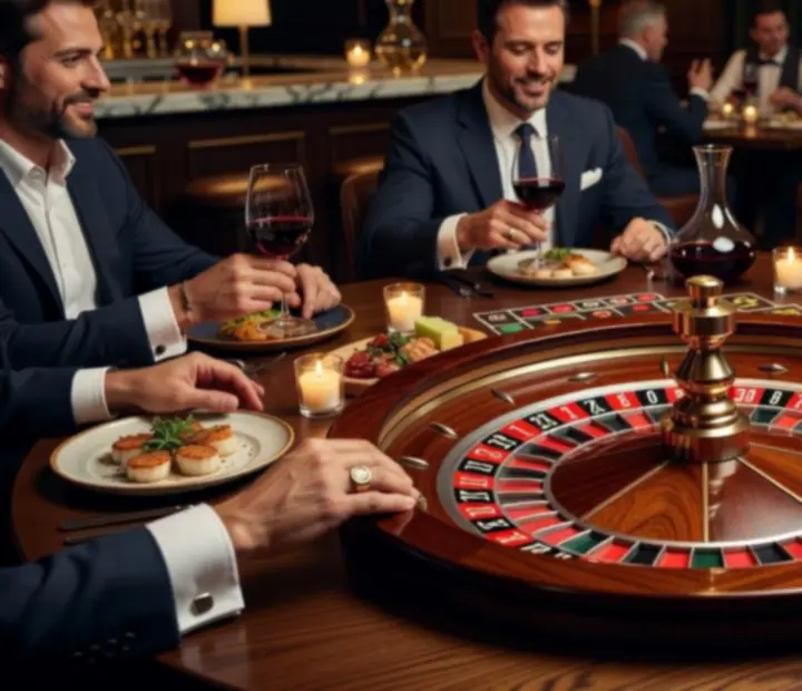 Detal koła ruletki w nastrojowym oświetleniu w restauracji ADSIGHT LTD